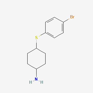 molecular formula C12H16BrNS B13249789 4-[(4-Bromophenyl)sulfanyl]cyclohexan-1-amine 