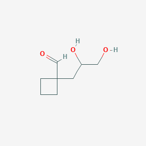 molecular formula C8H14O3 B13249827 1-(2,3-Dihydroxypropyl)cyclobutane-1-carbaldehyde 