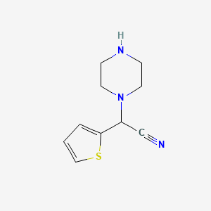 molecular formula C10H13N3S B13249830 2-(Piperazin-1-yl)-2-(thiophen-2-yl)acetonitrile 