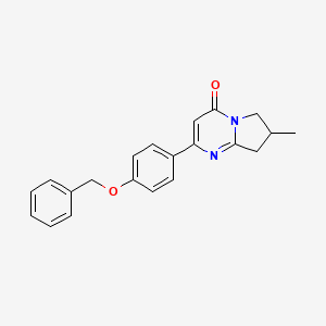 molecular formula C21H20N2O2 B13249899 2-[4-(Benzyloxy)phenyl]-7-methyl-4H,6H,7H,8H-pyrrolo[1,2-a]pyrimidin-4-one 