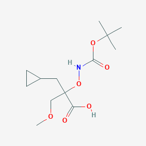 molecular formula C13H23NO6 B13249938 2-({[(Tert-butoxy)carbonyl]amino}oxy)-2-(cyclopropylmethyl)-3-methoxypropanoic acid 