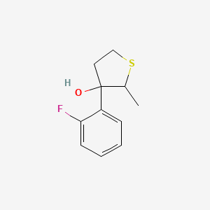 molecular formula C11H13FOS B13250001 3-(2-Fluorophenyl)-2-methylthiolan-3-ol 