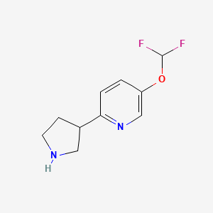 molecular formula C10H12F2N2O B13250077 5-(Difluoromethoxy)-2-(pyrrolidin-3-yl)pyridine 