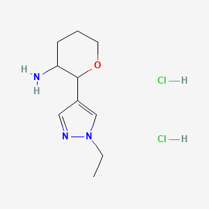 molecular formula C10H19Cl2N3O B13250162 2-(1-ethyl-1H-pyrazol-4-yl)oxan-3-amine dihydrochloride 