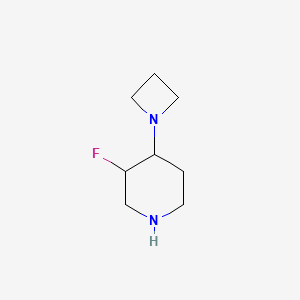 molecular formula C8H15FN2 B13250214 4-(Azetidin-1-yl)-3-fluoropiperidine 