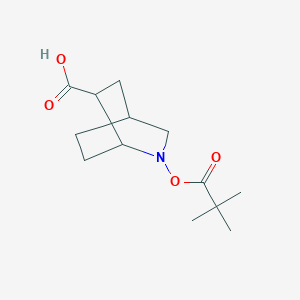 molecular formula C13H21NO4 B13250257 2-[(2,2-Dimethylpropanoyl)oxy]-2-azabicyclo[2.2.2]octane-6-carboxylic acid 