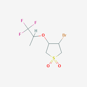 molecular formula C7H10BrF3O3S B13250365 3-Bromo-4-[(1,1,1-trifluoropropan-2-yl)oxy]-1lambda6-thiolane-1,1-dione 