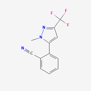molecular formula C12H8F3N3 B1325046 2-[1-Methyl-3-(trifluoromethyl)-1H-pyrazol-5-yl]benzonitrile CAS No. 910037-17-1