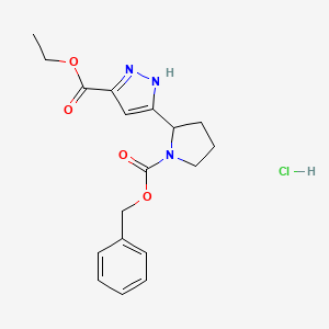 ethyl 3-{1-[(benzyloxy)carbonyl]pyrrolidin-2-yl}-1H-pyrazole-5-carboxylate hydrochloride