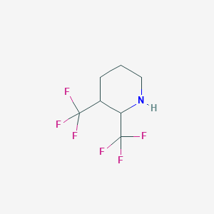 molecular formula C7H9F6N B13250500 2,3-Bis(trifluoromethyl)piperidine 