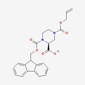 molecular formula C24H24N2O6 B1325056 (2S)-1-[(9H-fluoren-9-ylmethoxy)carbonyl]-4-[(allyloxy)carbonyl]piperazine-2-carboxylic acid CAS No. 915707-71-0