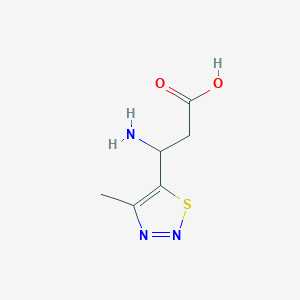 molecular formula C6H9N3O2S B13250567 3-Amino-3-(4-methyl-1,2,3-thiadiazol-5-yl)propanoic acid 