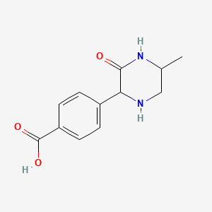 molecular formula C12H14N2O3 B13250592 4-(5-Methyl-3-oxopiperazin-2-yl)benzoic acid 