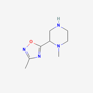 molecular formula C8H14N4O B13250653 1-Methyl-2-(3-methyl-1,2,4-oxadiazol-5-yl)piperazine 