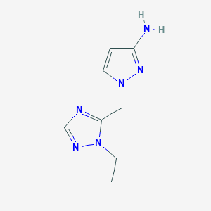 molecular formula C8H12N6 B13250709 1-[(1-ethyl-1H-1,2,4-triazol-5-yl)methyl]-1H-pyrazol-3-amine 