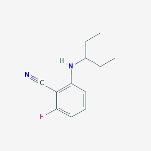 molecular formula C12H15FN2 B13250829 2-Fluoro-6-[(pentan-3-yl)amino]benzonitrile 