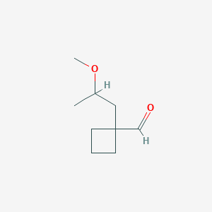 molecular formula C9H16O2 B13250855 1-(2-Methoxypropyl)cyclobutane-1-carbaldehyde 