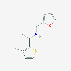 molecular formula C12H15NOS B13250869 (Furan-2-ylmethyl)[1-(3-methylthiophen-2-yl)ethyl]amine 