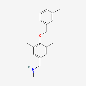 molecular formula C18H23NO B13250995 ({3,5-Dimethyl-4-[(3-methylphenyl)methoxy]phenyl}methyl)(methyl)amine 