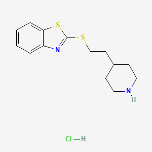 molecular formula C14H19ClN2S2 B13251115 2-{[2-(Piperidin-4-yl)ethyl]sulfanyl}-1,3-benzothiazole hydrochloride 