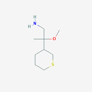 molecular formula C9H19NOS B13251155 2-Methoxy-2-(thian-3-yl)propan-1-amine 