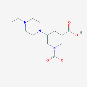 molecular formula C18H33N3O4 B13251184 1-[(tert-Butoxy)carbonyl]-5-[4-(propan-2-yl)piperazin-1-yl]piperidine-3-carboxylic acid 