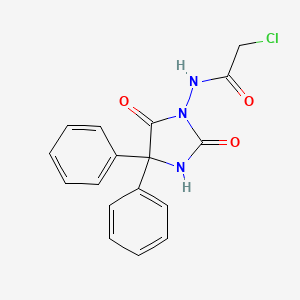 molecular formula C17H14ClN3O3 B13251202 2-chloro-N-(2,5-dioxo-4,4-diphenylimidazolidin-1-yl)acetamide CAS No. 877963-95-6