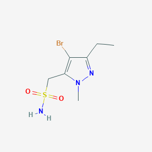 molecular formula C7H12BrN3O2S B13251233 (4-bromo-3-ethyl-1-methyl-1H-pyrazol-5-yl)methanesulfonamide 