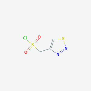 molecular formula C3H3ClN2O2S2 B13251373 1,2,3-Thiadiazol-4-ylmethanesulfonylchloride 