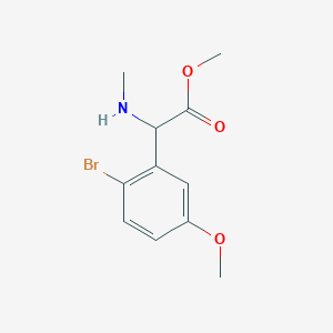 molecular formula C11H14BrNO3 B13251432 Methyl 2-(2-bromo-5-methoxyphenyl)-2-(methylamino)acetate 