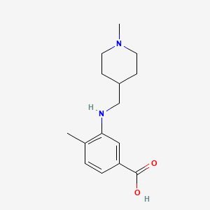 molecular formula C15H22N2O2 B13251539 4-Methyl-3-{[(1-methylpiperidin-4-yl)methyl]amino}benzoic acid 