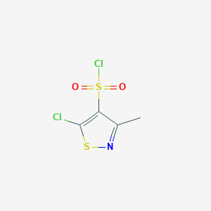 molecular formula C4H3Cl2NO2S2 B13251573 5-Chloro-3-methyl-1,2-thiazole-4-sulfonyl chloride 