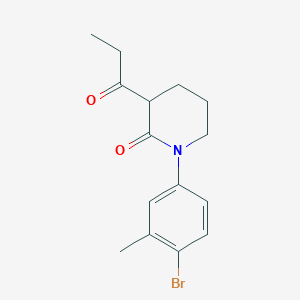 molecular formula C15H18BrNO2 B13251678 1-(4-Bromo-3-methylphenyl)-3-propanoylpiperidin-2-one 