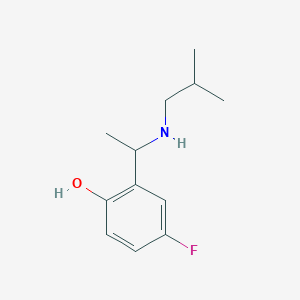 molecular formula C12H18FNO B13251807 4-Fluoro-2-{1-[(2-methylpropyl)amino]ethyl}phenol 