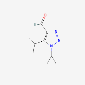 molecular formula C9H13N3O B13251821 1-Cyclopropyl-5-(propan-2-yl)-1H-1,2,3-triazole-4-carbaldehyde 