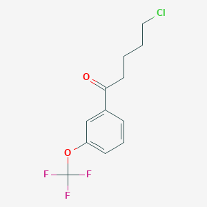 molecular formula C12H12ClF3O2 B1325187 5-Chloro-1-oxo-1-(3-trifluoromethoxyphenyl)pentane CAS No. 898786-25-9