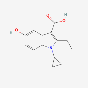 molecular formula C14H15NO3 B13252057 1-Cyclopropyl-2-ethyl-5-hydroxy-1H-indole-3-carboxylic acid 