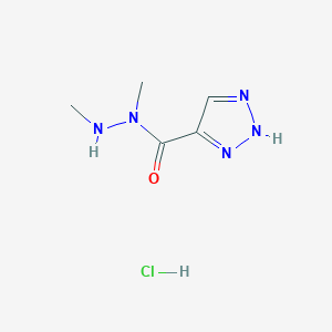 molecular formula C5H10ClN5O B13252181 Dimethyl-1H-1,2,3-triazole-4-carbohydrazidehydrochloride 