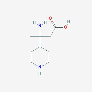 molecular formula C9H18N2O2 B13252220 3-Amino-3-(piperidin-4-yl)butanoic acid 