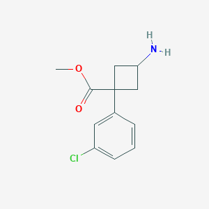 molecular formula C12H14ClNO2 B13252277 Methyl 3-amino-1-(3-chlorophenyl)cyclobutane-1-carboxylate 