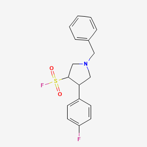 molecular formula C17H17F2NO2S B13252289 1-Benzyl-4-(4-fluorophenyl)pyrrolidine-3-sulfonyl fluoride 