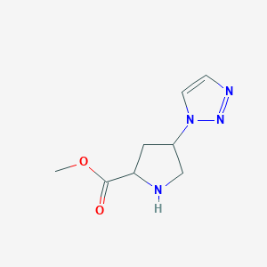 molecular formula C8H12N4O2 B13252323 Methyl 4-(1H-1,2,3-triazol-1-yl)pyrrolidine-2-carboxylate 