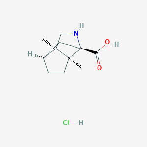 molecular formula C11H18ClNO2 B13252388 (1S,3S,6R,7S)-6,7-Dimethyl-4-azatricyclo[4.3.0.0,3,7]nonane-3-carboxylic acid hydrochloride 