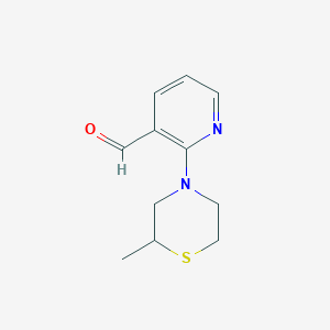 molecular formula C11H14N2OS B13252425 2-(2-Methylthiomorpholin-4-yl)pyridine-3-carbaldehyde 