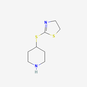 molecular formula C8H14N2S2 B13252482 4-(4,5-Dihydro-1,3-thiazol-2-ylsulfanyl)piperidine 