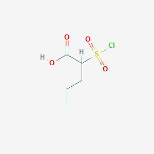 molecular formula C5H9ClO4S B13252582 2-(Chlorosulfonyl)pentanoic acid 