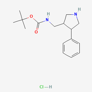 molecular formula C16H25ClN2O2 B13252606 tert-butyl N-[(4-phenylpyrrolidin-3-yl)methyl]carbamate hydrochloride 