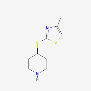 molecular formula C9H14N2S2 B13252675 4-[(4-Methyl-1,3-thiazol-2-yl)sulfanyl]piperidine 