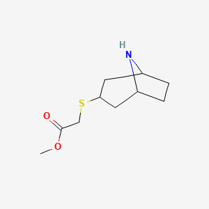 molecular formula C10H17NO2S B13252793 Methyl 2-{8-azabicyclo[3.2.1]octan-3-ylsulfanyl}acetate 