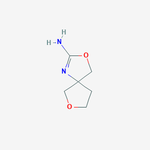 molecular formula C6H10N2O2 B13252845 3,7-Dioxa-1-azaspiro[4.4]non-1-en-2-amine 